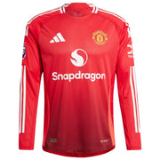 Manchester United adidas 2024/25 Home Custom Long Sleeve Jersey - Red