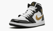 Air Jordan 1 Mid SE Black Gold Patent Leather